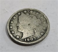 1907 Readable Date V Nickel