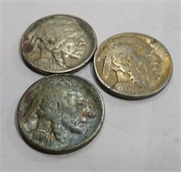 (3) Buffalo Nickels Full Date