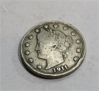 1911 Full Liberty Readable Date V Nickel