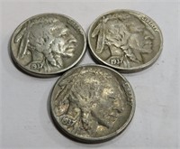 1937-1937d-1937 Buffalo Nickels
