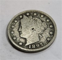1897 Partial Liberty Readable Date V Nickel