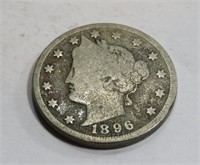 1896 Better Date Low Mintage 1896 V Nickel