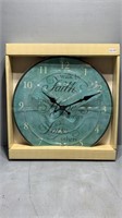 Faith Hope Love wall clock NEW in box