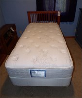 Twin bed frame w/Like new box spring & Mattress