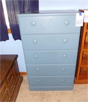 Blue 5 drawer Chest of Drawers