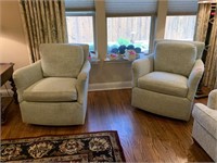 2PC VERY NICE ROCKING SWIVEL UPHOLSTERED CHAIRS