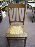 NICE ANTIQUE OAK CANE BOTTOM CHAIR