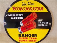 WINCHESTER 12" ROUND ENAMELED METAL SIGN