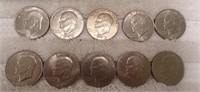 (10) IKE DOLLARS - (4) ARE 1971 & (6) ARE 1972