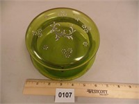 Green Trinket Bowl w/Hinged Lid