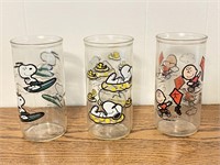3 Pcs. 1950-1958 PEANUT Drinking Glasses