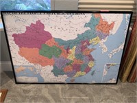 LARGE MAP OF CHINA FRAMED