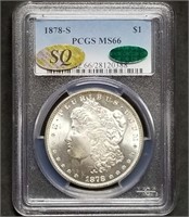 1878-S Morgan Silver Dollar PCGS MS66 CAC SQ