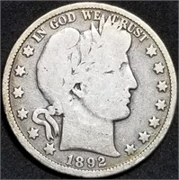 1892-P Barber Silver Half Dollar from Set