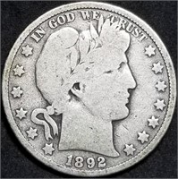 1892-O Barber Silver Half Dollar from Set, Key Dat