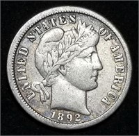 1892-O Barber Silver Dime from Set, Better Grade