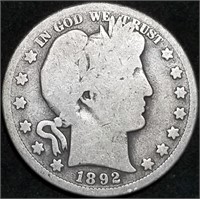 1892-S Barber Silver Half Dollar from Set, Key Dat