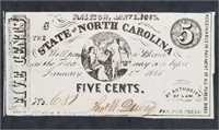 1863 North Carolina 5-Cent Fractional Note Signed