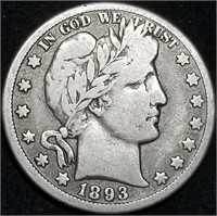 1893-O Barber Silver Half Dollar VF Semi Key Date