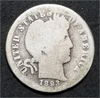 1893-O Barber Silver Dime from Set