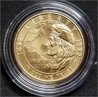 1992-W $5 Gold Columbus Quarter Ounce BU