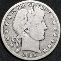 1894-P Barber Silver Half Dollar from Set