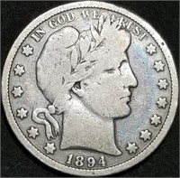 1894-O Barber Silver Half Dollar from Set