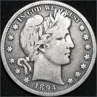 1894-S Barber Silver Half Dollar, Better Date