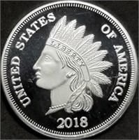 1 Troy Oz .999 Silver Round - Indian Cent Design