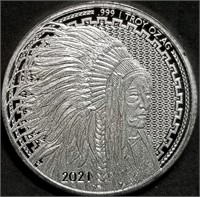 2021 One Troy Oz .999 Indian Chief Silver Round
