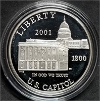 2001 US Capitol Proof Silver Dollar in Capsule