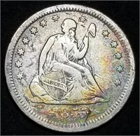 1855 Arrows Seated Liberty Silver Quarter