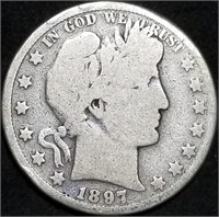 1897-O Barber Silver Half Dollar from Set, Key Dat