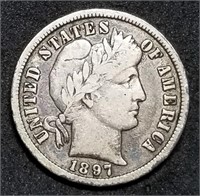 1897-S Barber Silver Dime from Set