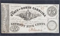 1863 North Carolina 75-Cent Fractional Note
