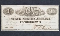 1863 North Carolina $1 Confederate Banknote