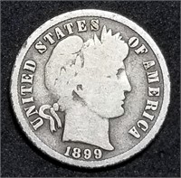 1899-S Barber Silver Dime from Set