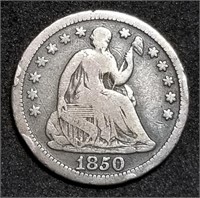 1850 Seated Liberty Silver Half Dime