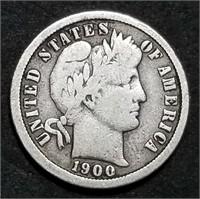 1900-O Barber Silver Dime from Set, Better Date