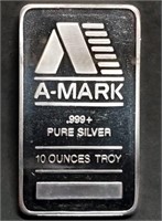 10 Troy Oz .999 Fine Silver Bar A-Mark