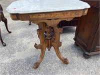 WALNUT VICTORIAN MARBLE TOP TABLE