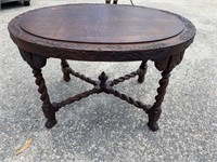WALNUT HEAVY CARVED CENTER TABLE