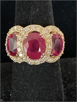 14K CUSTOM RUBY COMPOSITE AND DIAMOND RING