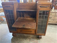 OAK DOUBLE SIDE BY SIDE DESK BOOKCASE