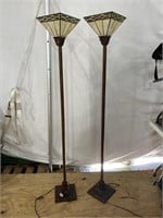 PAIR OF TIFFANY STYLE TORCHE FLOOR LAMPS