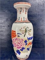 OLDER LARGE 34 INCH ORIENTAL VASE WITH BIRDS AND