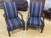 PR OF SOLID MAHOGANY CHIPPENDALE OPEN ARM CHAIRS