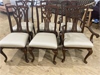 SET OF 6 CHERRY QUEEN ANNE DINING CHAIRS