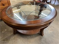 HOOKER CHERRY BEVELED GLASS 42 in COFFEE TABLE