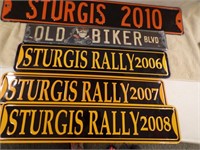 (5) METAL STREET SIGNS - 4 ARE STURGIS RALLY